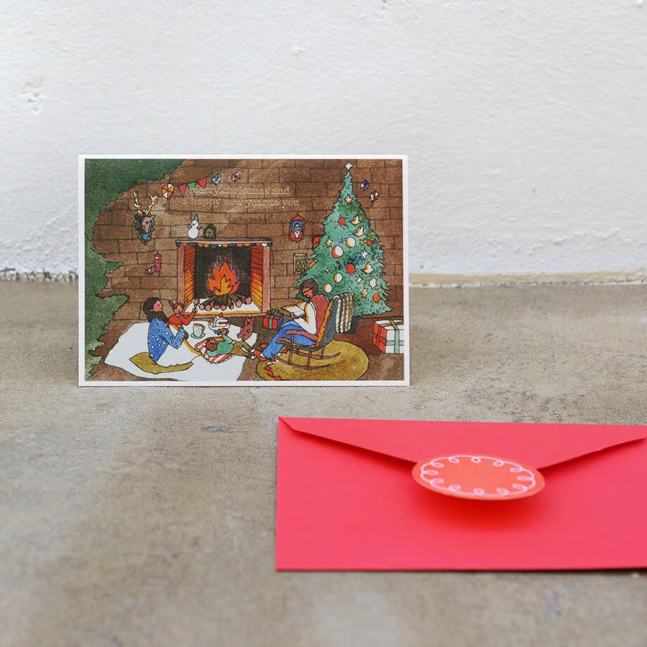 Christmas card < Fire place >