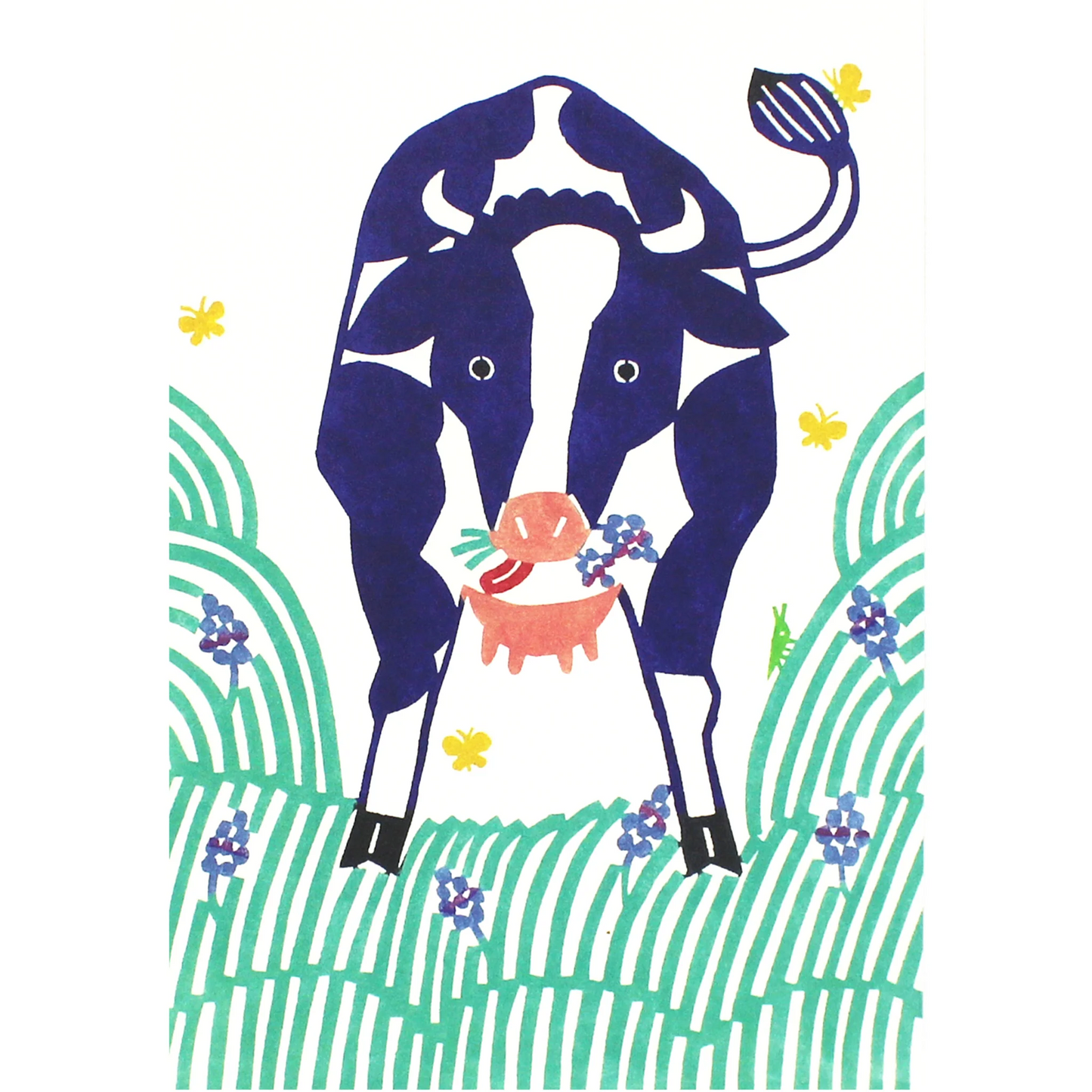 Postcard < Ox in the field >