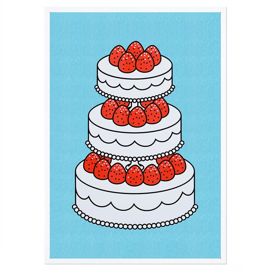 A3 RISO poster < Strawberry cake skyblue >