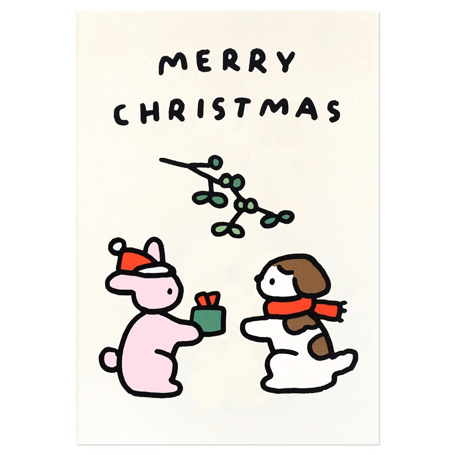 Christmas pressed card < Rabbit & Dog >