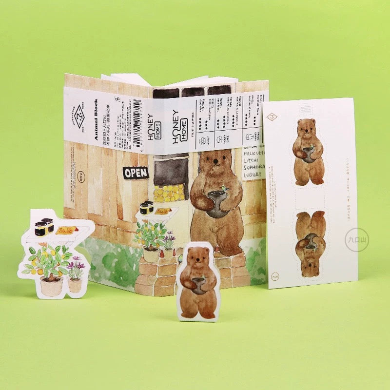 Mini notebook < Animal Block > Shine