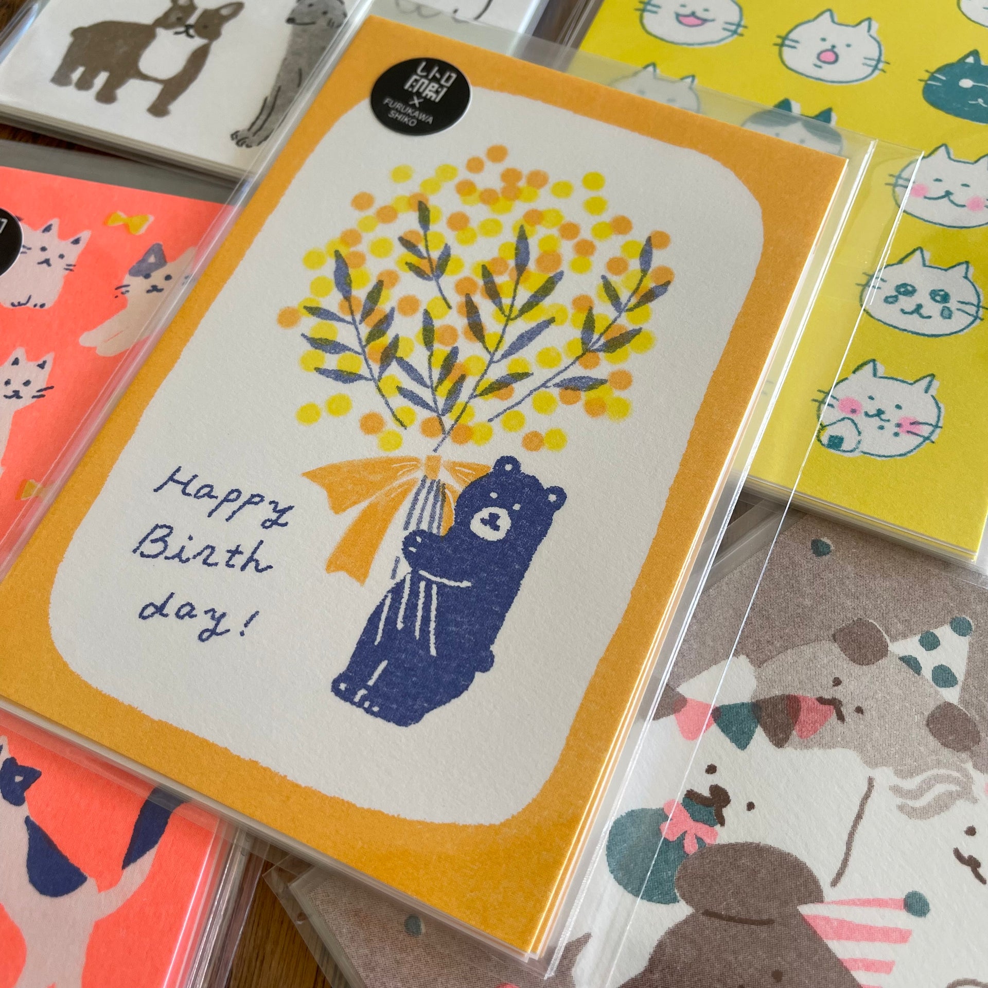 Retro printed postcard < Mimosa bouquet >