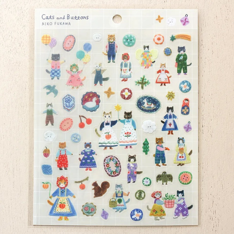 Aiko Fukawa Cats and Buttons Stickers