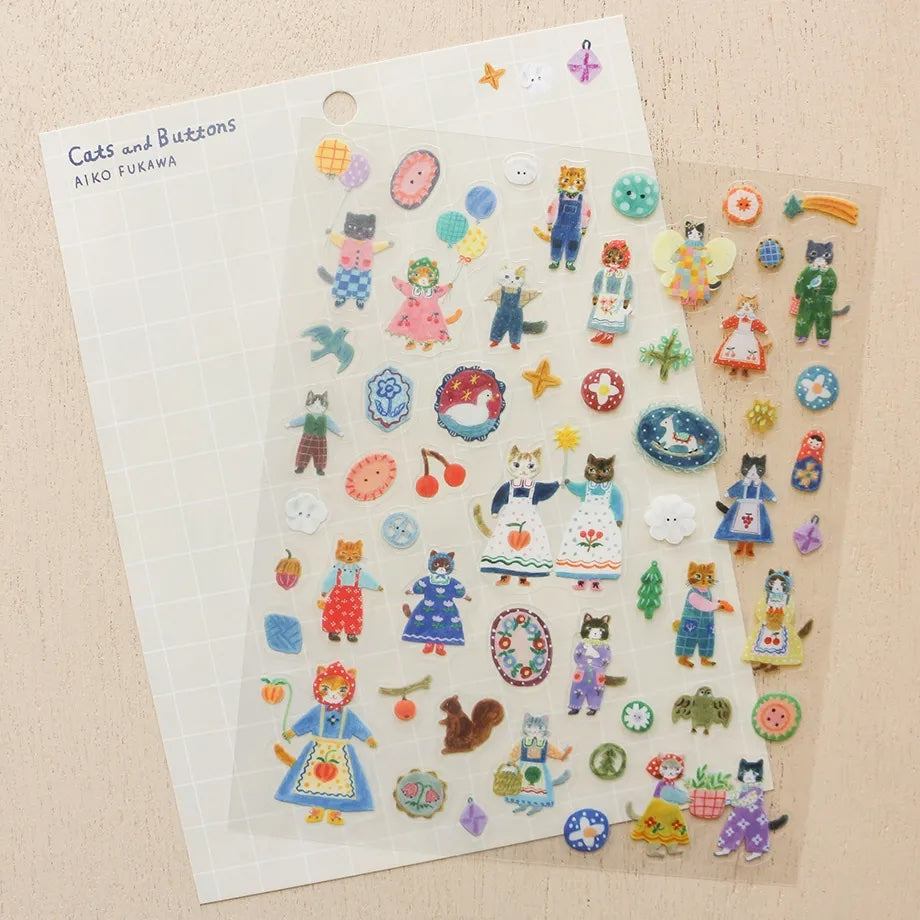 Aiko Fukawa Cats and Buttons Stickers