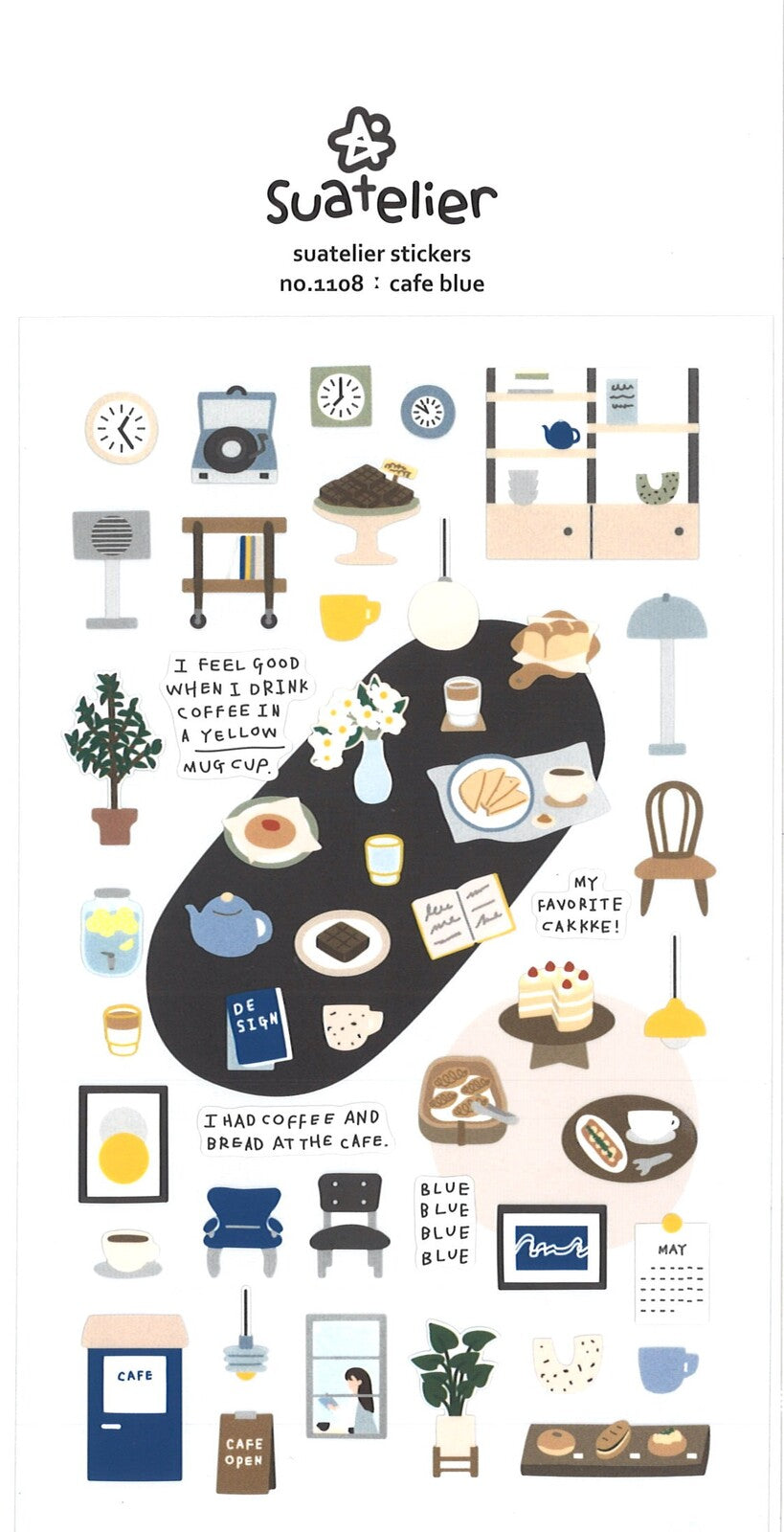 Daily Deco Stickers < Cafe blue >