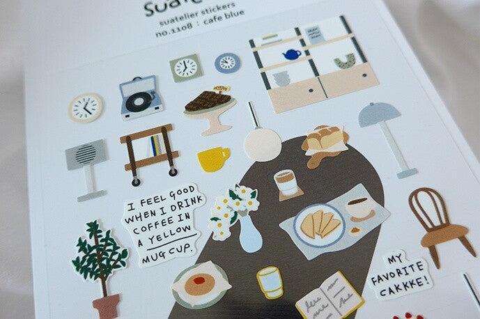 Daily Deco Stickers < Cafe blue >