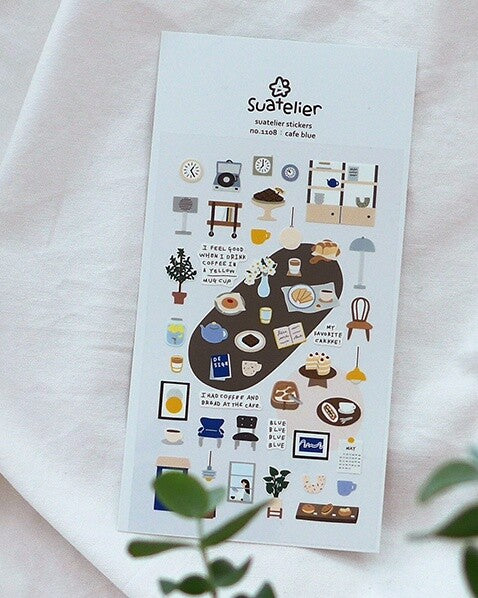 Daily Deco Stickers < Cafe blue >