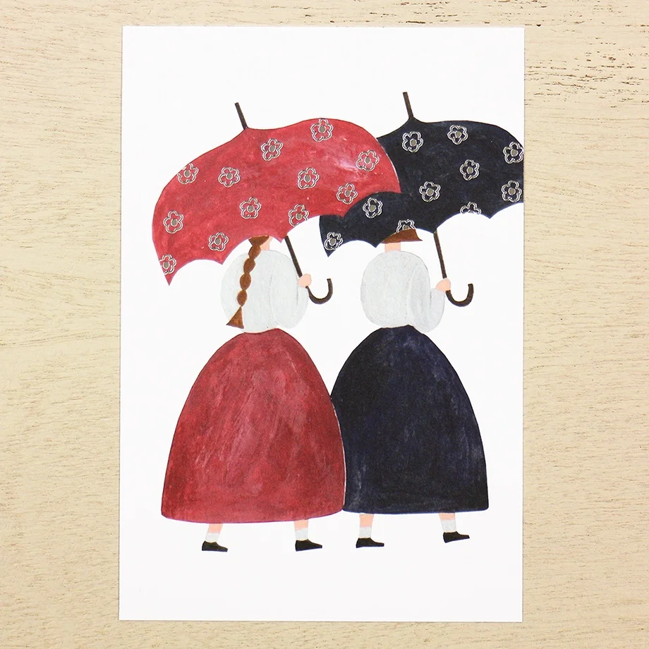 Cozyca Postcard < Flower-patterned umbrella > by Necktie