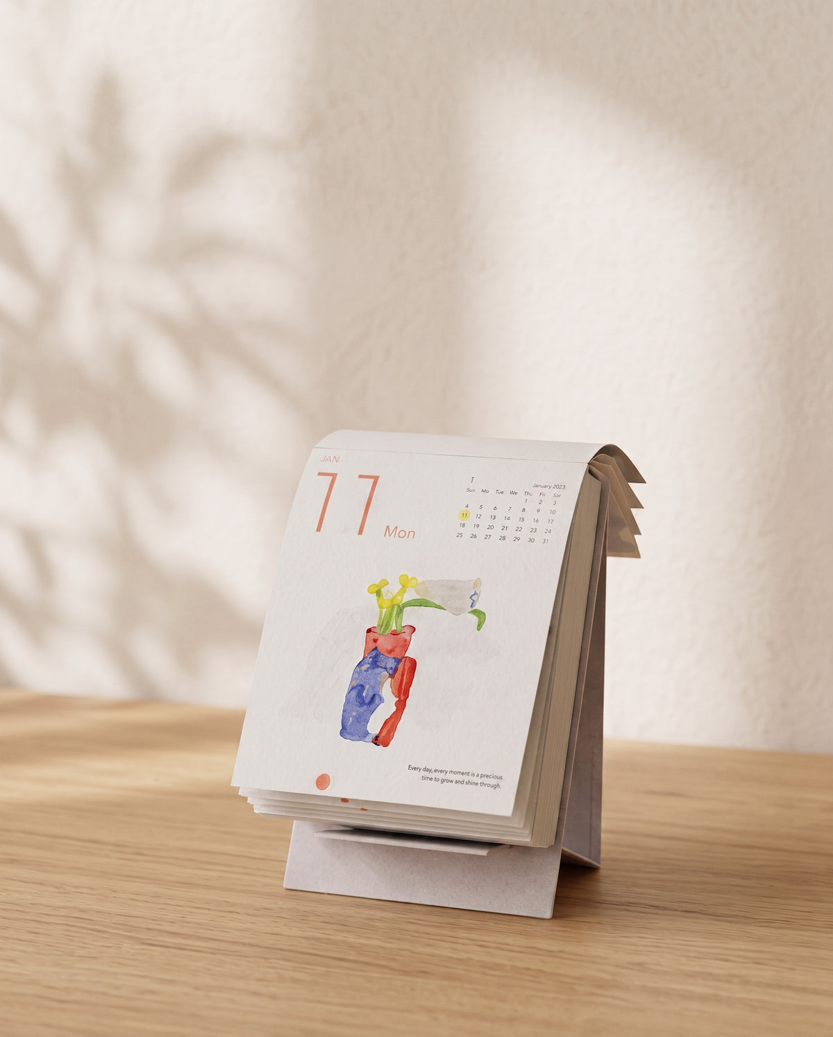 2027 365 Day-to-day Desk Calendar with Illustrations and Moon Phase