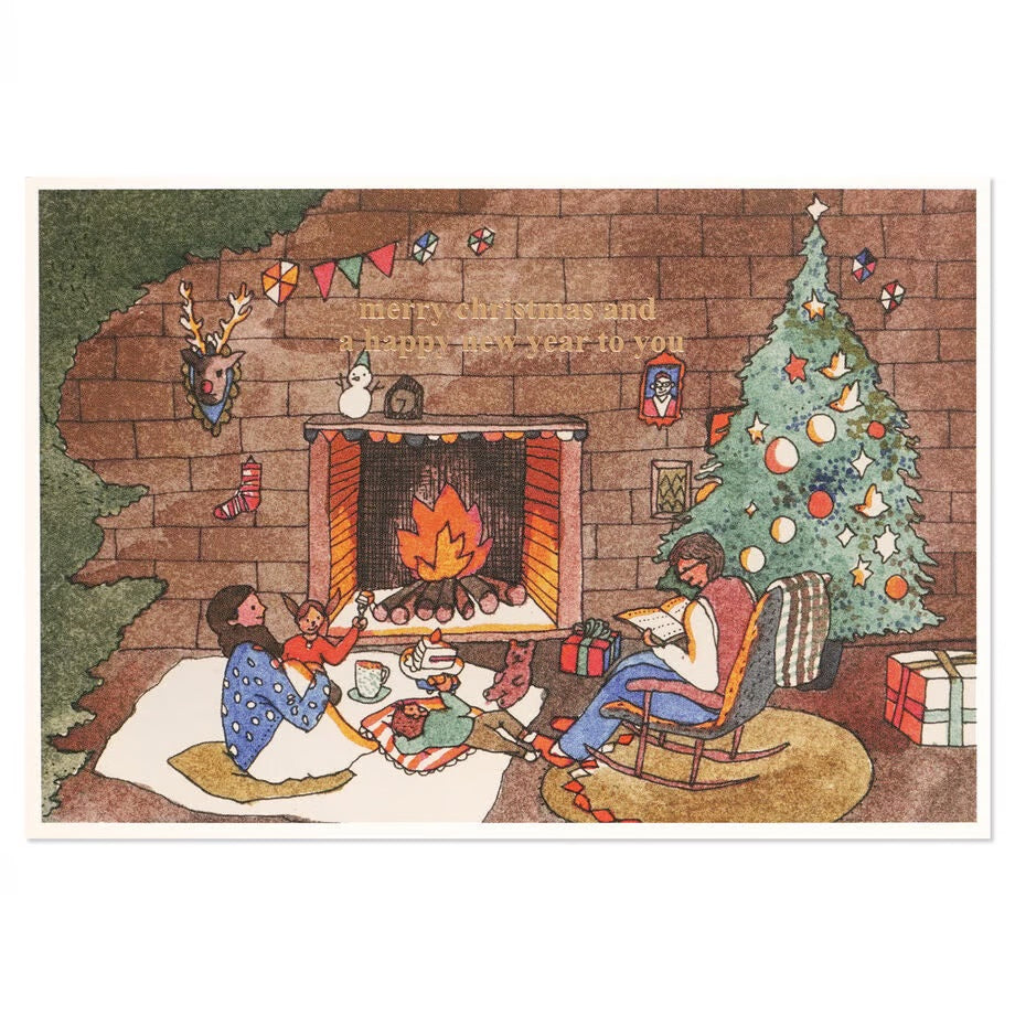 Christmas card < Fire place >