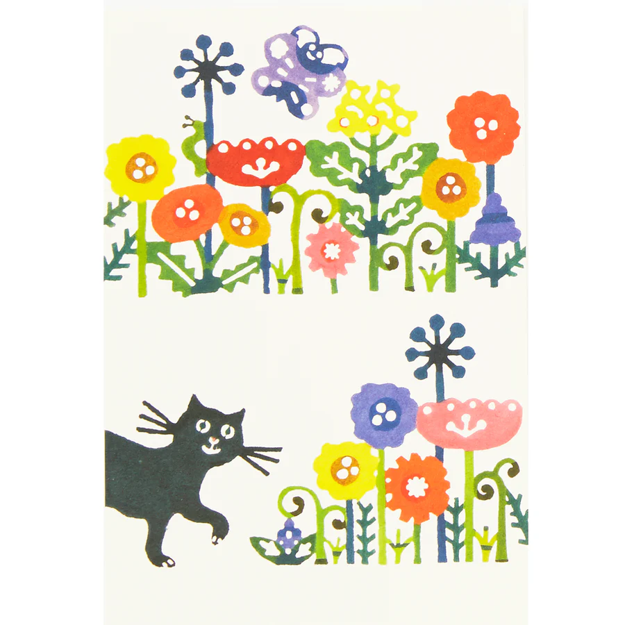 Postcard < Flower and cat >