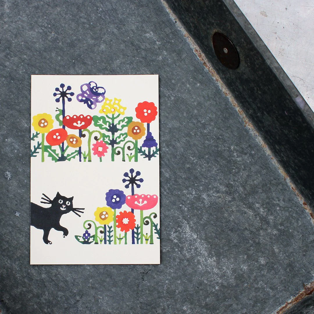 Postcard < Flower and cat >