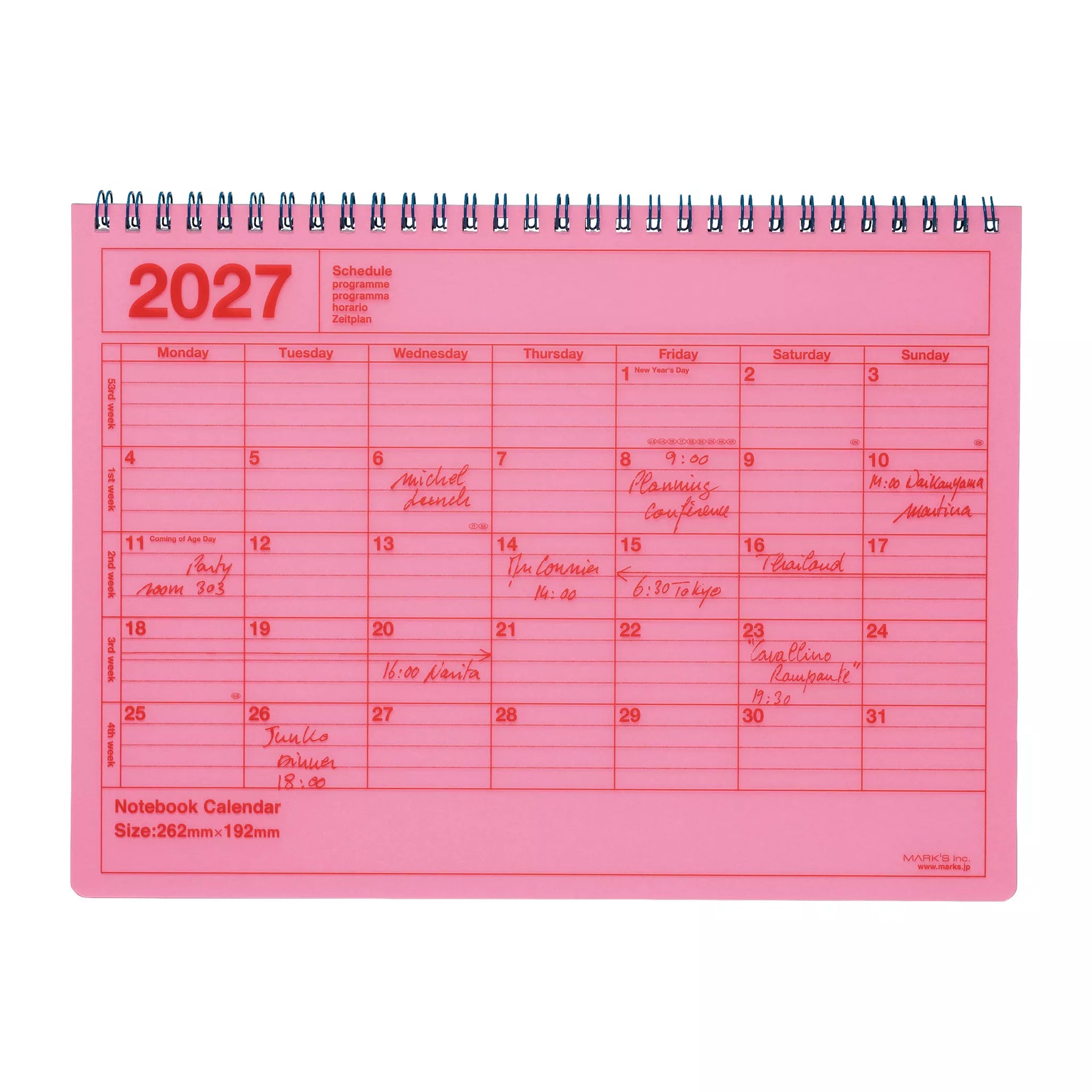 Notizbuchkalender 2027