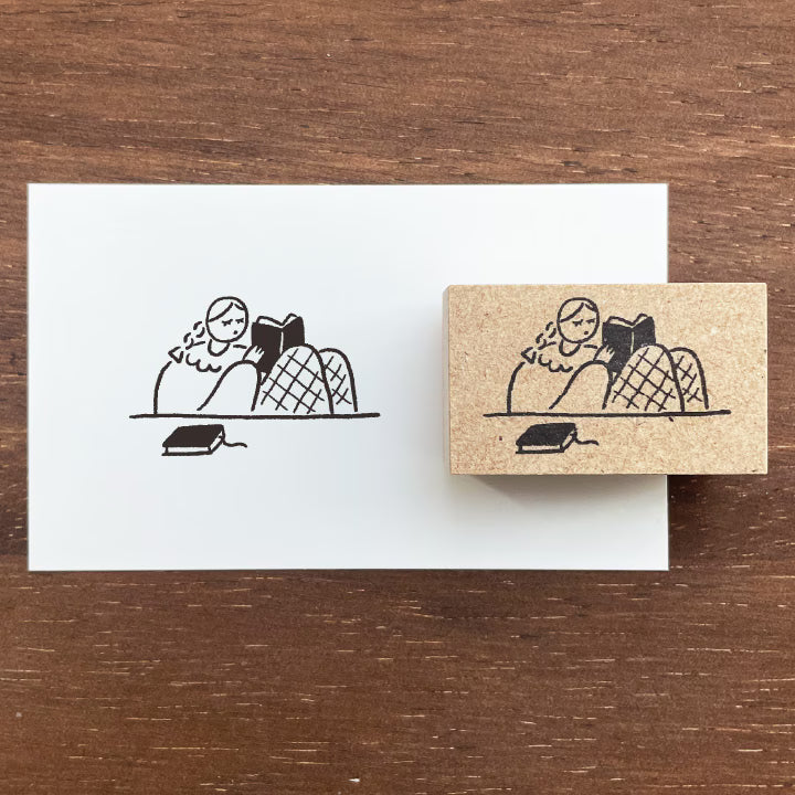 Stamp Marché Wooden Rubber Stamp - Reading