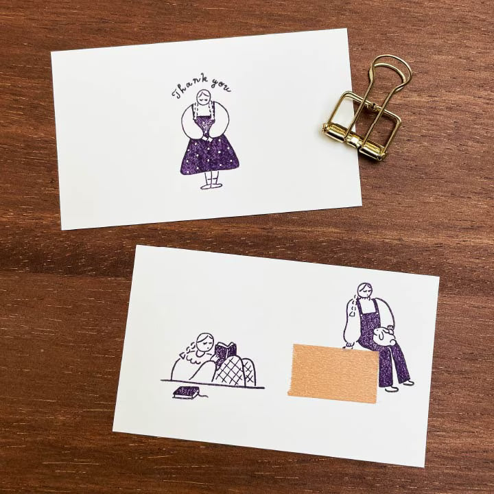 Stamp Marché Wooden Rubber Stamp - Reading