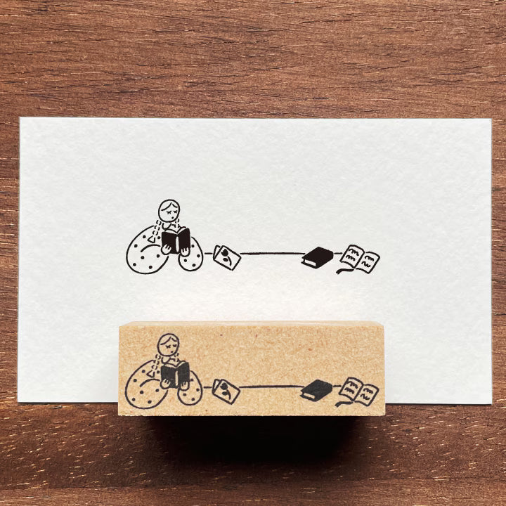 Stamp Marché Wooden Rubber Stamp - Reading
