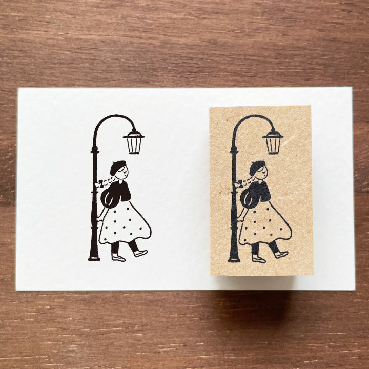Stamp Marché Wooden Rubber Stamp - Under the streetlight