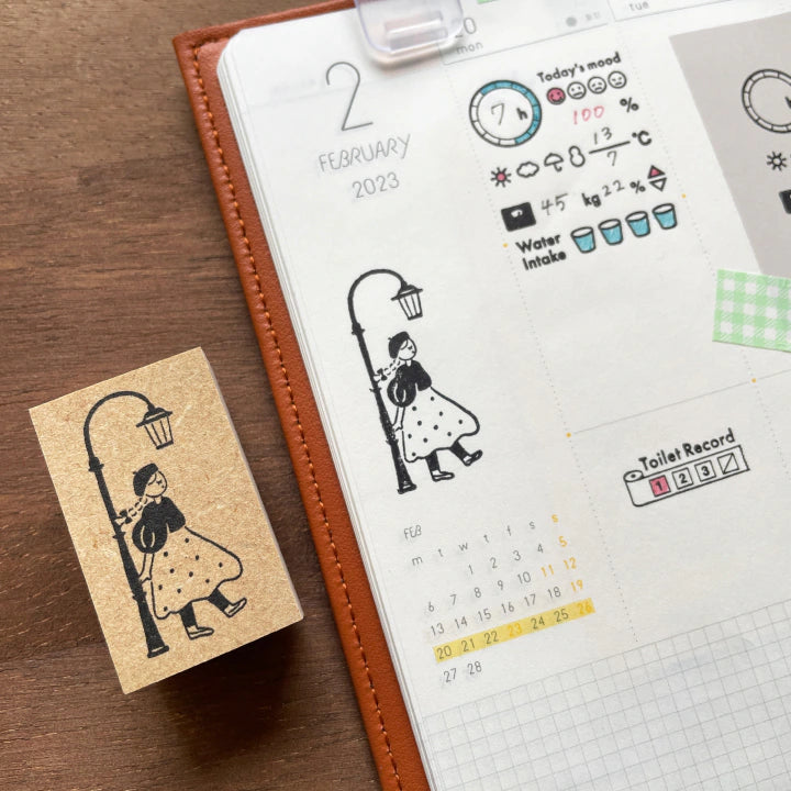 Stamp Marché Wooden Rubber Stamp - Under the streetlight