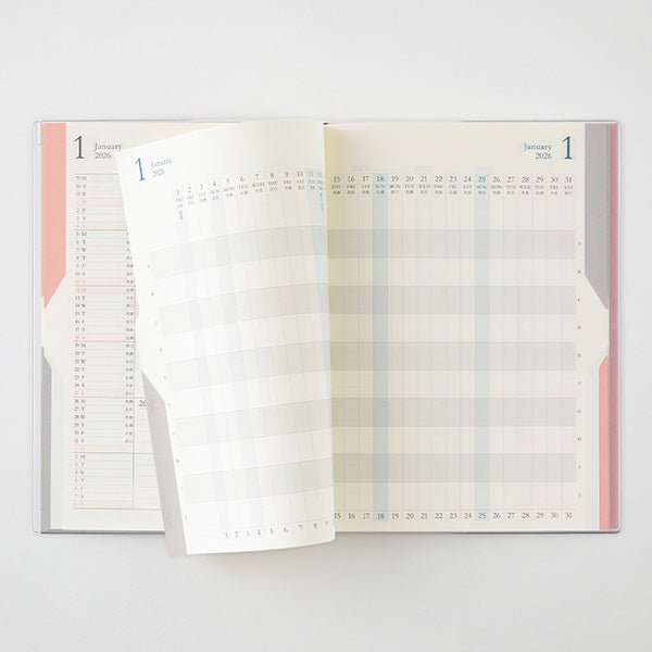 MIDORI 2026 Double Schedule Planner – Progress + Schedule (Light pink)