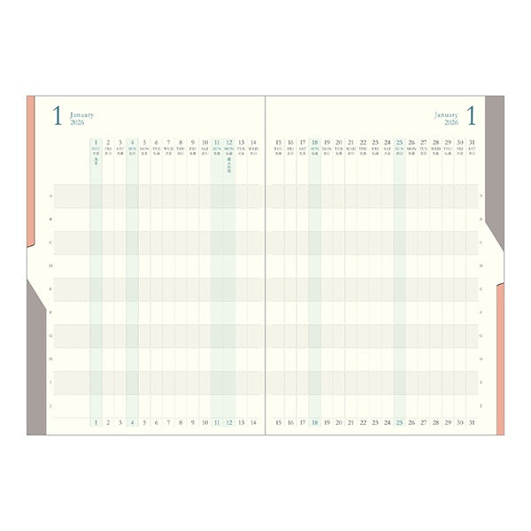 MIDORI 2026 Double Schedule Planner – Progress + Schedule (Light pink)