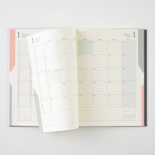 MIDORI 2026 Double Schedule Planner – Schedule + Schedule (Black)