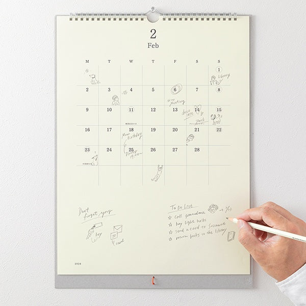 MD Paper - Wall-Mounted Calendar 2026 with Pencil