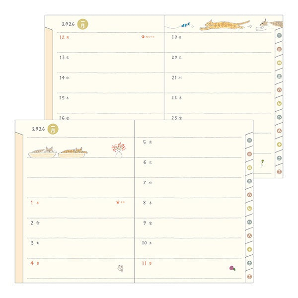 MIDORI 2026 Pocket Diary – Cat Design