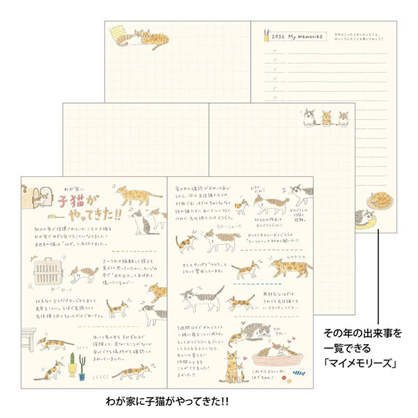 MIDORI 2026 Pocket Diary – Cat Design