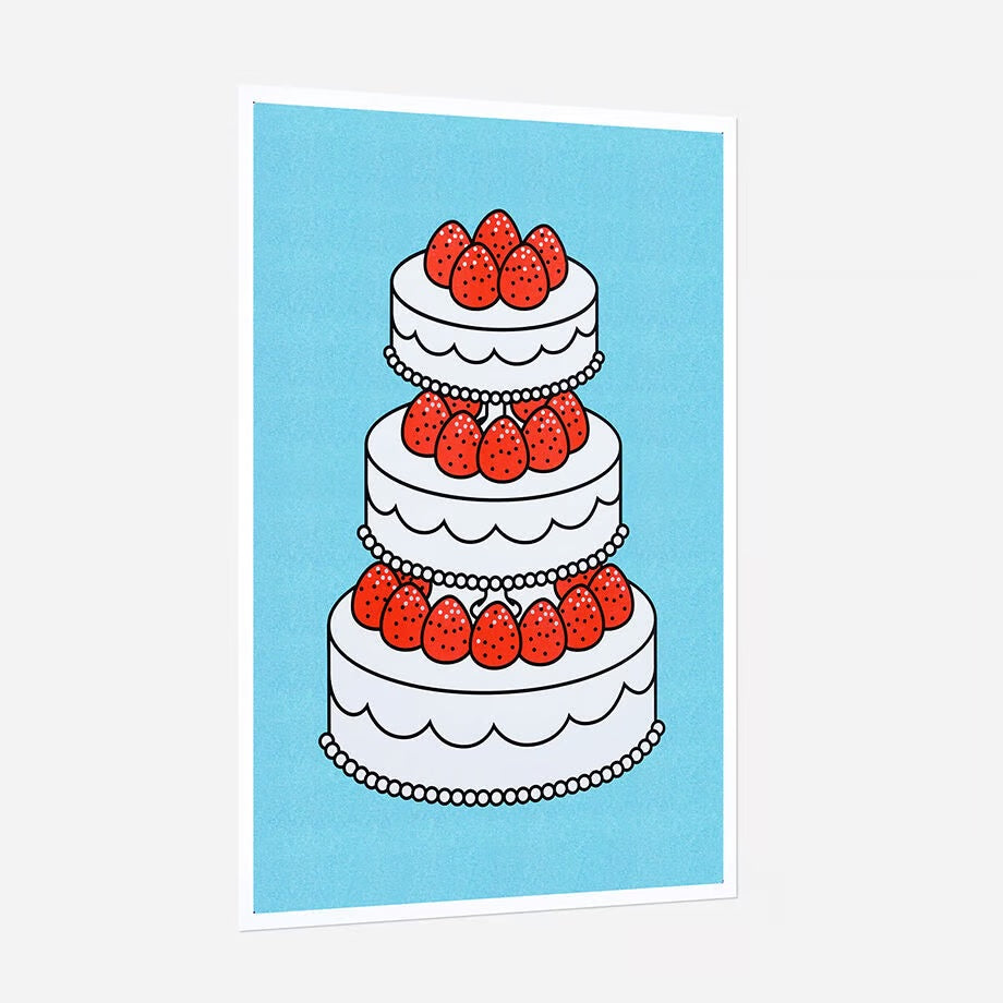 A3 RISO poster < Strawberry cake skyblue >