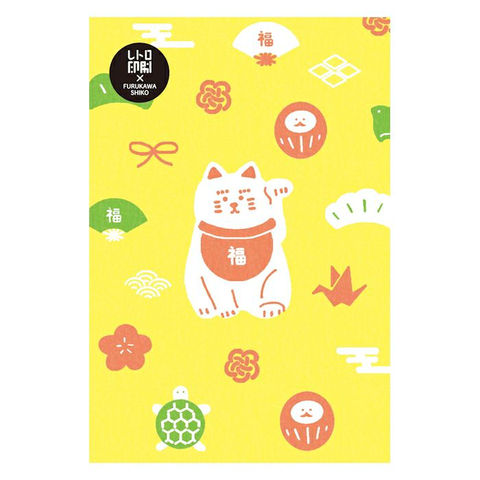 Retro printed postcard < Auspicious cat >