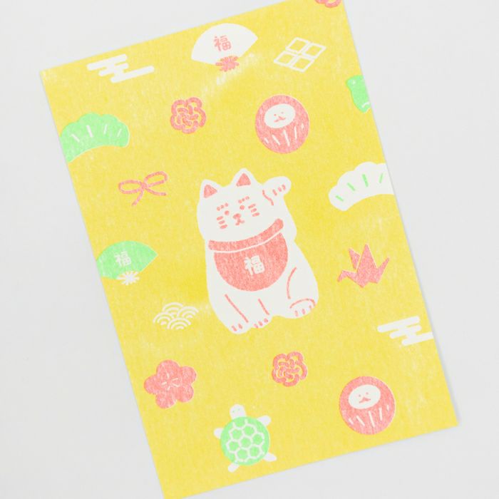Retro printed postcard < Auspicious cat >