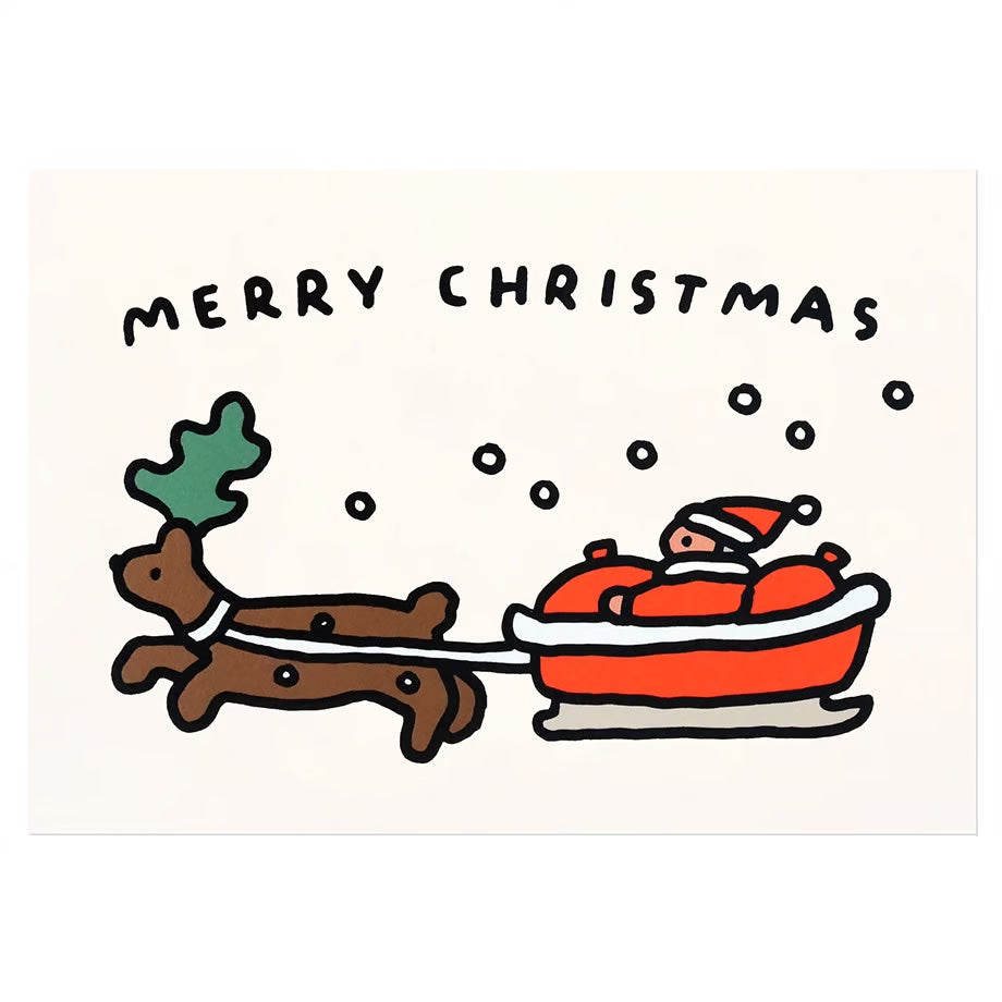 Christmas pressed card < Santa sleigh >