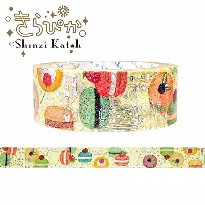 Decorative tape with food-themed design on a white background, featuring the brand 'Shinzi Katoh'.