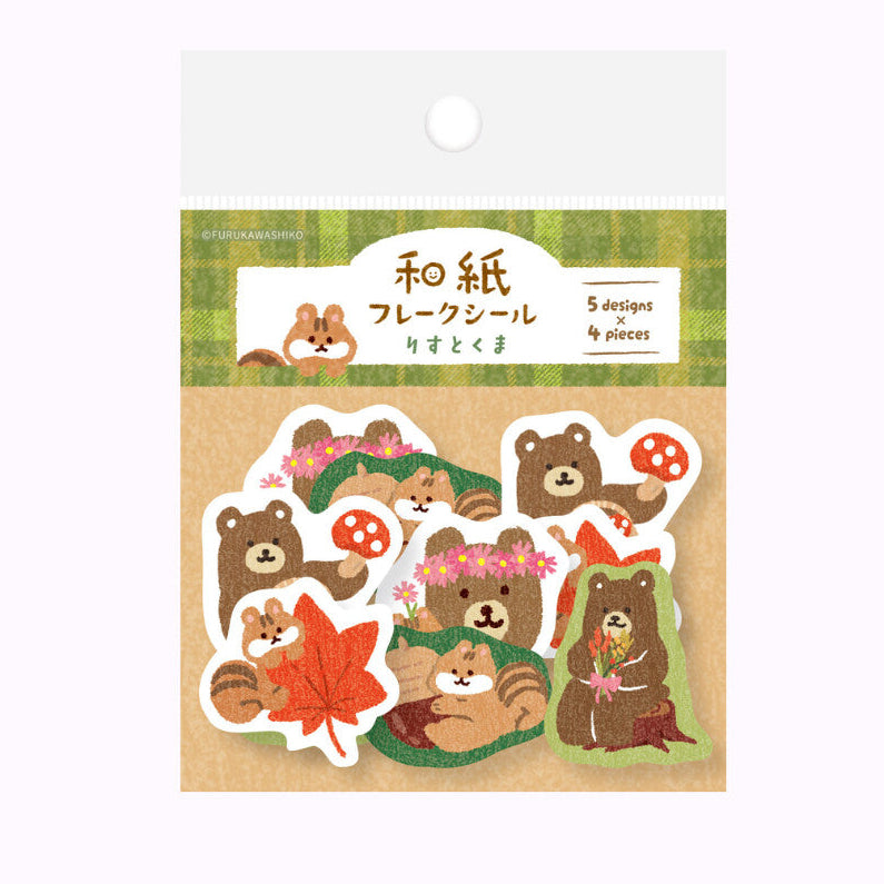 Flake Sticker < Squirrel and bear >