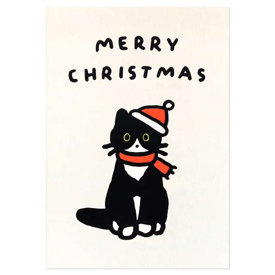 Christmas pressed card < Tuxedo cat >