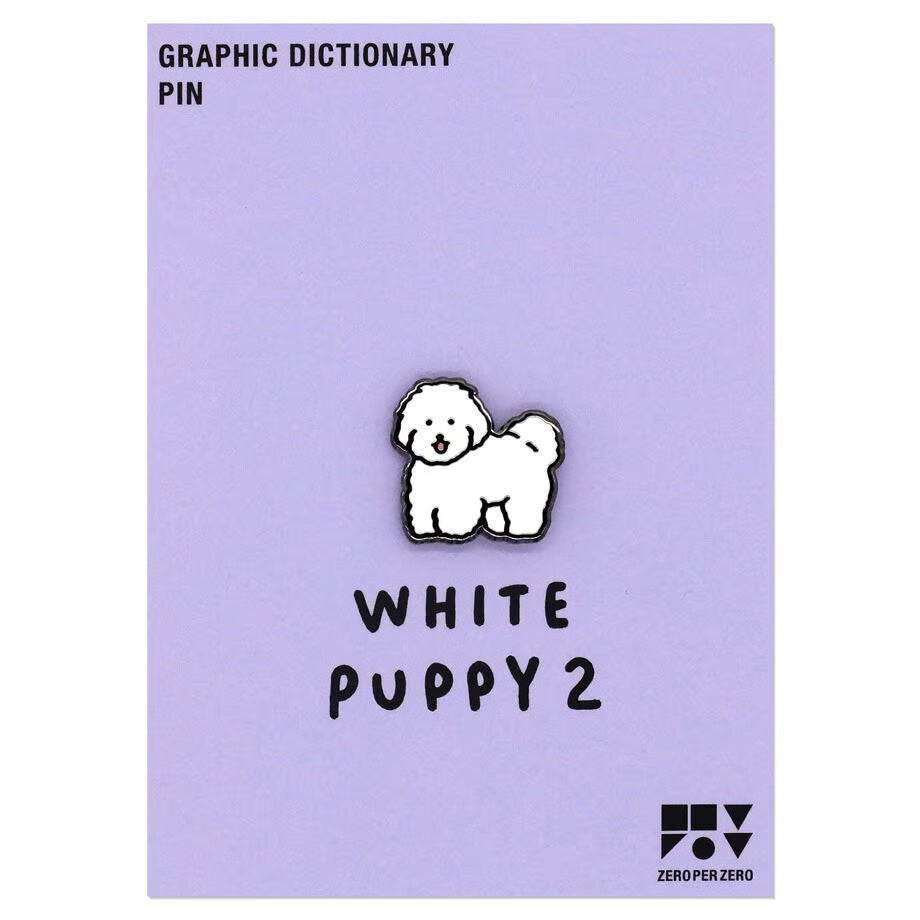 Animal Pin < White puppy 2 >